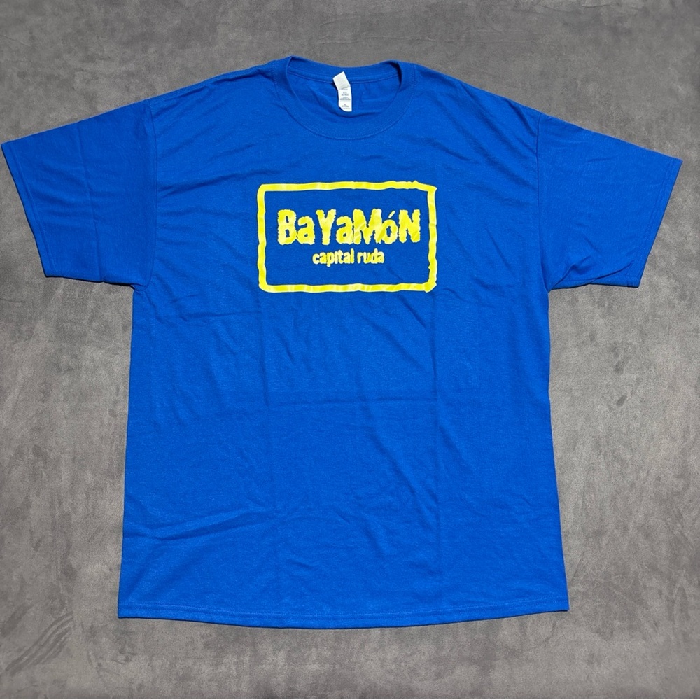 Bayamon Vaqueros T Shirt Mens Capital Ruda Spell Out Blue Yellow Graphic BSN